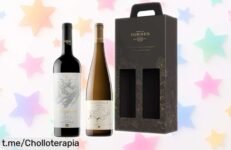 Estuche de cartón con dos botellas de vino Purgatori y Waltraud a precio rebajado, ¡aprovecha las últimas unidades y brinda momentos inolvidables!