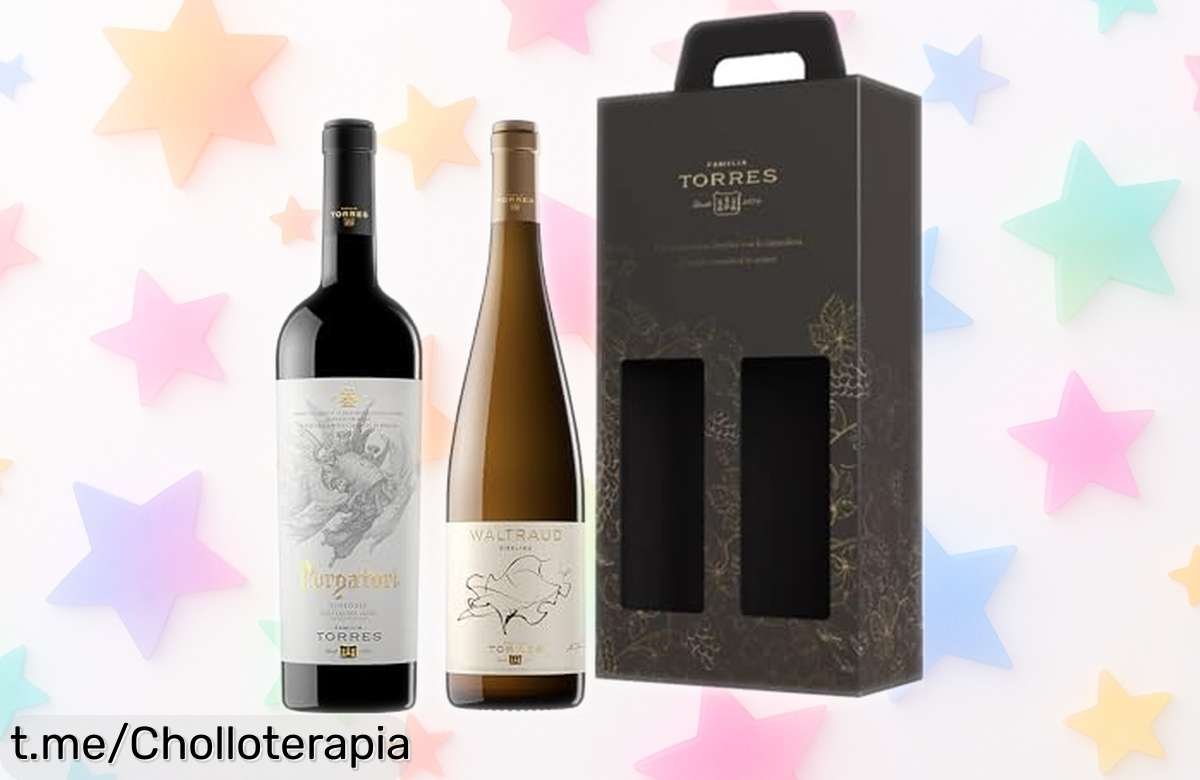 Estuche de cartón con dos botellas de vino Purgatori y Waltraud a precio rebajado, ¡aprovecha las últimas unidades y brinda momentos inolvidables!