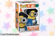 Figura Funko Pop Minions Despicable Me 4 BTS Jung Kook, ¡rebajado y ideal para iluminar tu espacio! No dejes pasar este chollo que levanta sonrisas, oferta por tiempo limitado.