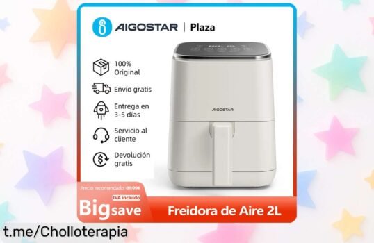 Freidora de aire 2L con pantalla táctil LED y 8 programas, precio loco para cocinar rico ¡Apresúrate que vuelan estas unidades y dale un gustazo a tu paladar ya!