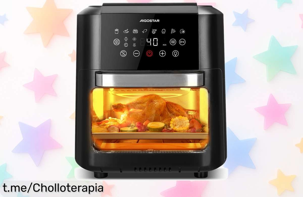 Freidora de aire AIGOSTAR 12L con 9 modos y 7 accesorios a precio loco; cocina sin aceite y sorprende a todos ¡No te quedes sin la tuya, oferta limitada!
