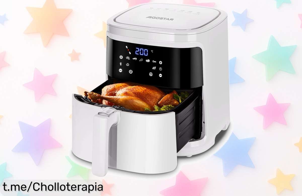 Freidora de aire Aigostar 7L y 1900W, un super chollo con pantalla táctil y recetas incluidas, ¡cocina fácil y rápido sin aceite! Aprovecha la oferta antes que se acabe.