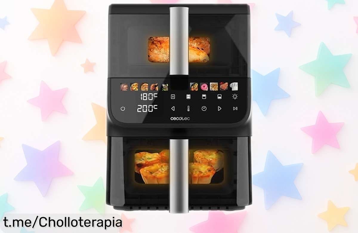 Freidora de aire Cecotec 10L con doble cubeta, el ofertón que necesitabas para darle sabor a tus comidas ¡No lo dejes escapar o te quedarás con hambre!