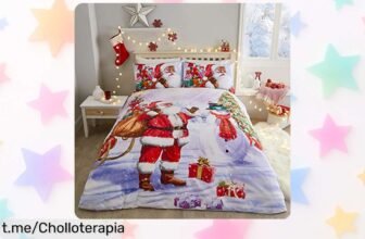 Funda nórdica de Papá Noel y muñeco de nieve fusión para edredones king size: dale un toque festivo a tu habitación con este precio rebajado que volará en segundos.