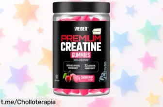 Gominolas premium de creatina Creapure Weider sabor cereza, ¡rebajadas y listas para darte energía! No te lo pierdas, esta oferta vuela.