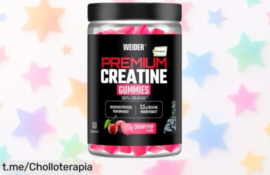 Gominolas premium de creatina Creapure Weider sabor cereza, ¡rebajadas y listas para darte energía! No te lo pierdas, esta oferta vuela.