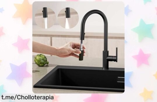 Grifo monomando extraíble CECIPA negro, súper resistente: ¡rebaja exclusiva y precio loco para transformar tu cocina hoy mismo!