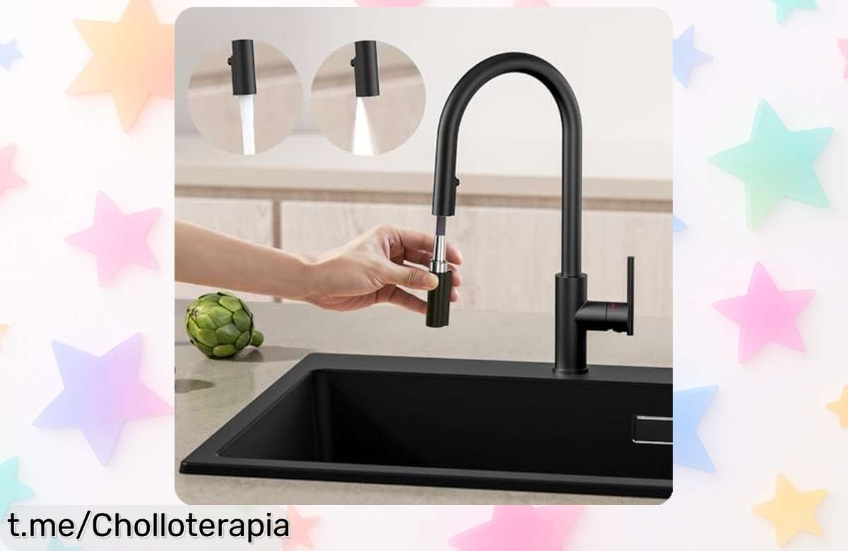 Grifo monomando extraíble CECIPA negro, súper resistente: ¡rebaja exclusiva y precio loco para transformar tu cocina hoy mismo!