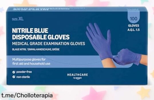 Guantes de nitrilo azul Amazon Basic Care XL: descuentazo que no regresa y protección ideal para tus manos. ¡No te quedes sin el tuyo, este ofertón vuela rápido!