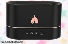 Humidificador de aire portátil con difusor y luces LED que parecen fuego real: un chollazo rebajado para fluir en tu hogar, ¡date prisa antes de que se agoten!