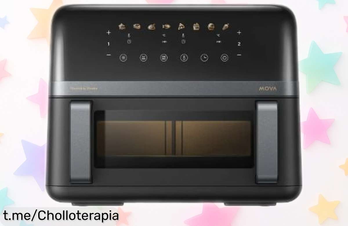 Impactante freidora de aire Mova Aerochef FD20 de 9L con doble zona FlexZone, ¡rebaja loca que hará magia en tu cocina! No te pierdas este chollazo y disfruta cocinar sano y rápido.