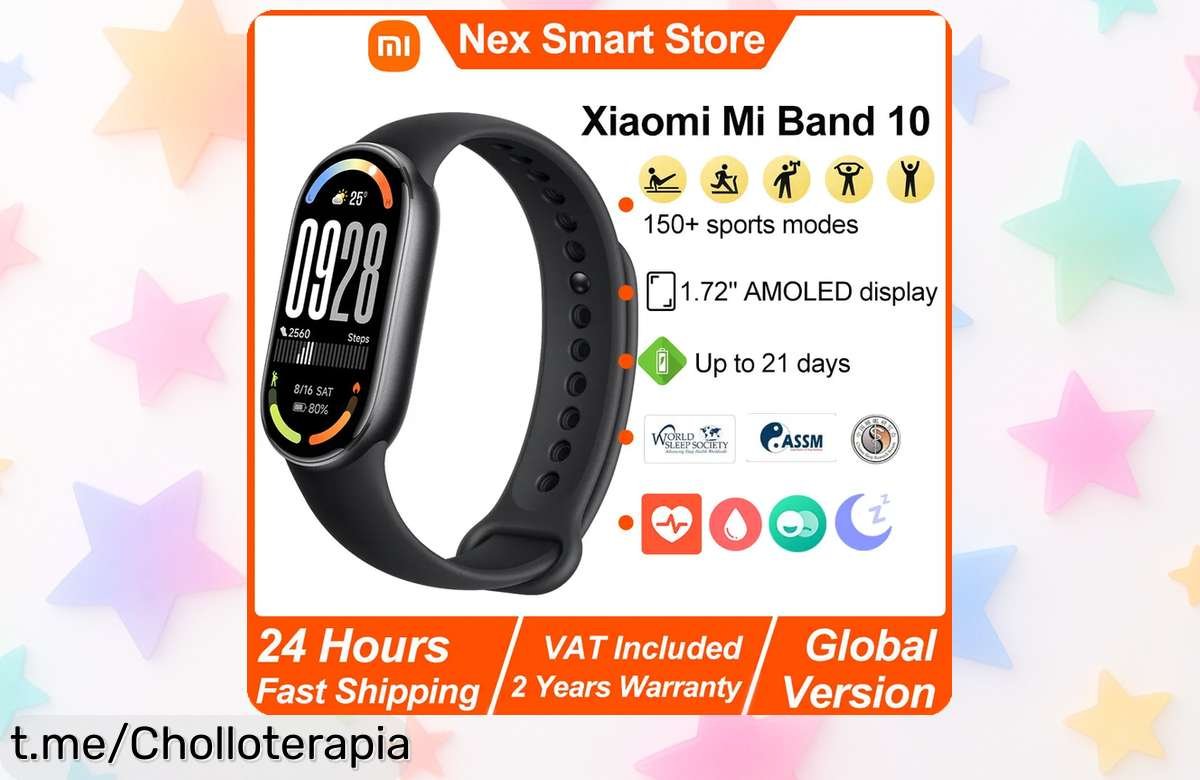 Impresionante pulsera inteligente Xiaomi Mi Band 10 para monitorear tu salud, ¡acércate a este super chollo antes de que se acabe y siente el bienestar al instante!