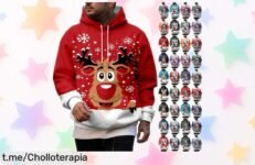 Impresionante sudadera con capucha de Navidad para hombre, sorpréndete con un super chollo que hará brillar tus fiestas ¡No te la pierdas y lleva la alegría contigo ya!