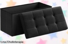 Increíble baúl puff plegable que aguanta 300 kg, el banco y taburete perfectos a un precio loco. ¡Hazlo tuyo antes de que vuele esta oferta limitada!