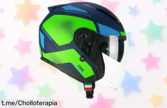 Increíble casco de cara abierta CGM 136G Galaxy azul verde neón mate XXL a un precio rebajado que solo se ve una vez; ¡protege tu viaje y siente la libertad en cada ruta!