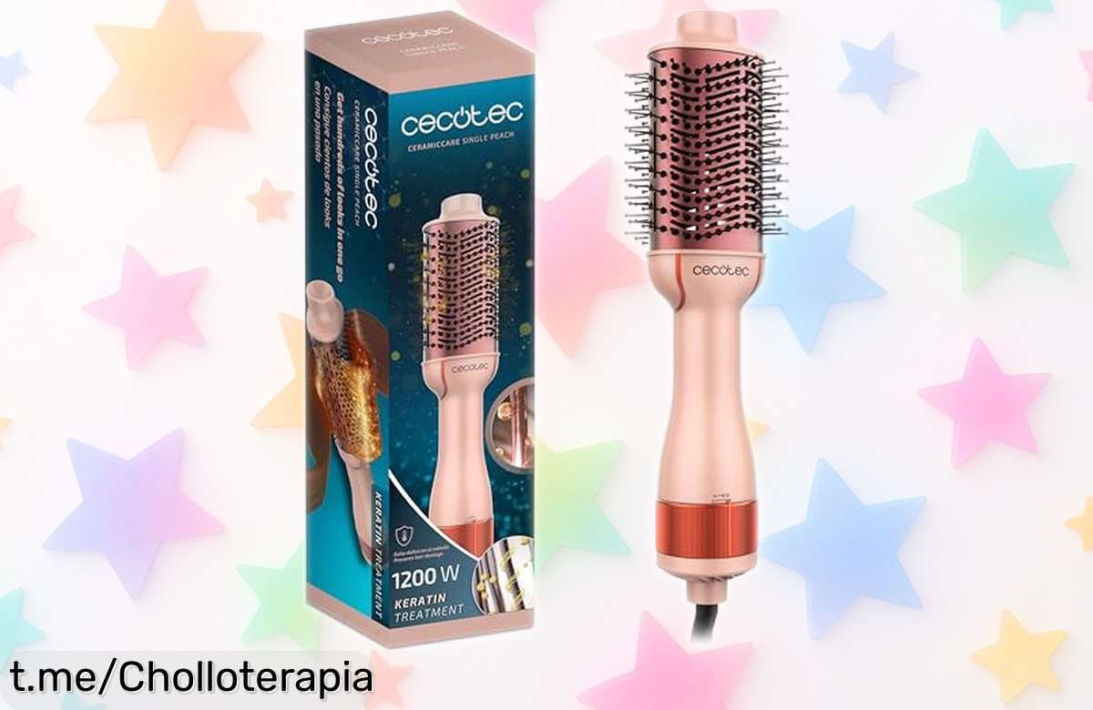 Increíble cepillo de aire volumizador Cecotec CeramicCare Single Peach rebajado: peina, da volumen y cuida tu pelo. ¡No dejes escapar esta oferta que te hará brillar!
