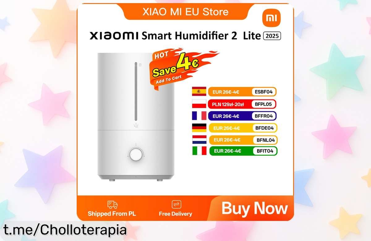 Increíble humidificador Xiaomi de tanque antibacterial 4L, rebajado en un descuento brutal. ¡Crea un ambiente fresquito y saludable antes que se agoten!