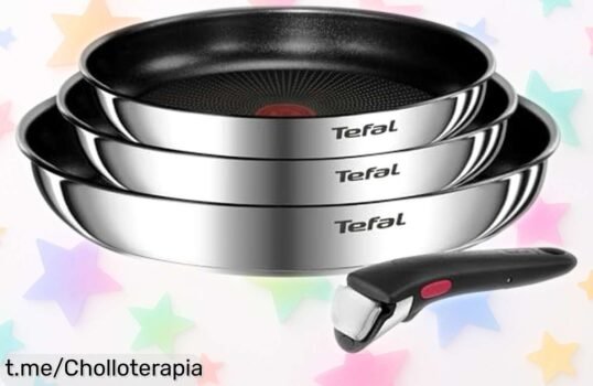 Increíble juego de 3 sartenes Tefal Ingenio Emotion con mango extraíble a precio rebajado; cocina, sirve y guarda sin complicaciones. ¡No te quedes sin él!