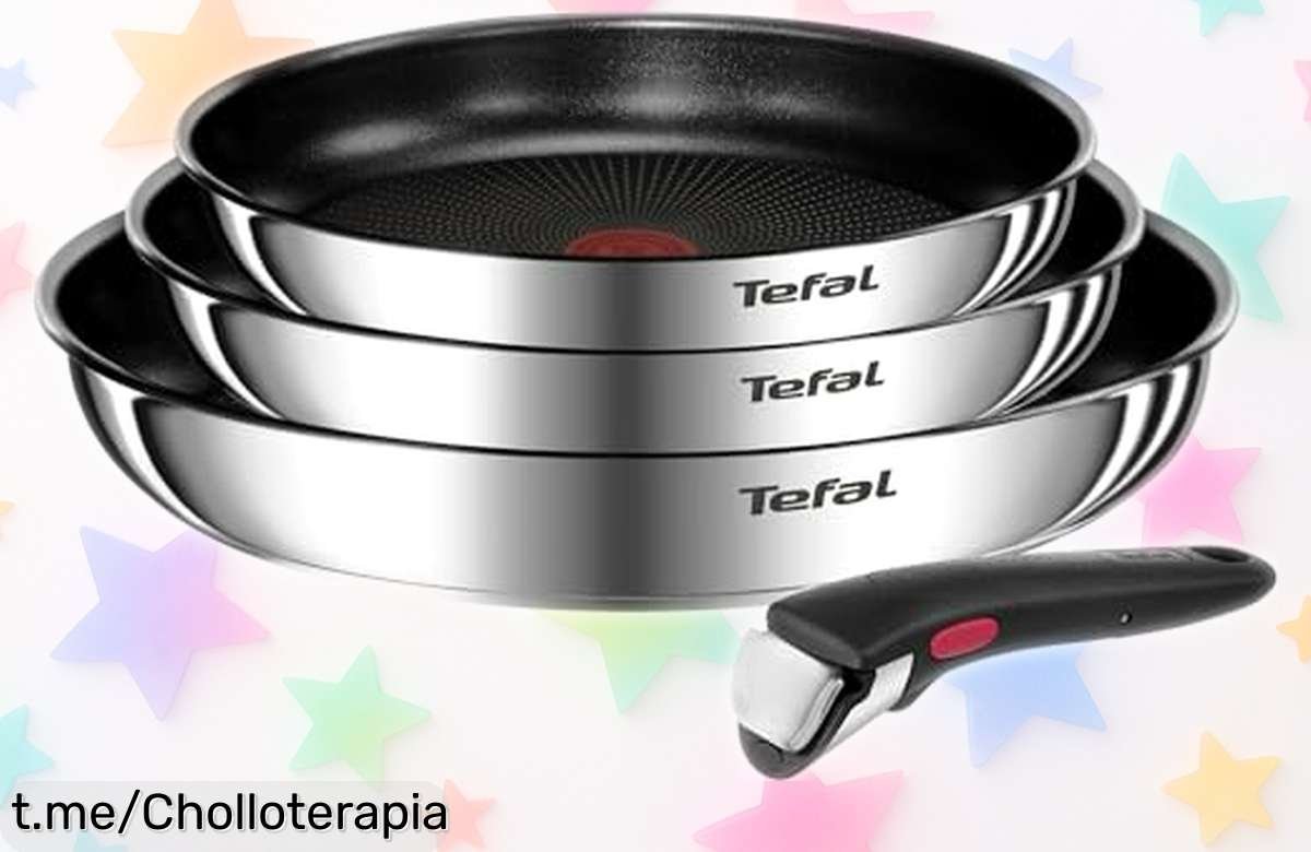 Increíble juego de 3 sartenes Tefal Ingenio Emotion con mango extraíble a precio rebajado; cocina, sirve y guarda sin complicaciones. ¡No te quedes sin él!