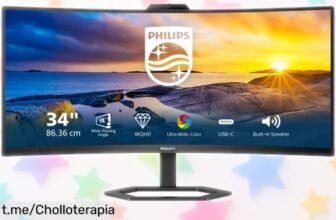 Increíble monitor curvo de 34 pulgadas Philips con altavoces integrados, precio súper chollo que no se repite; dale un toque épico a tus juegos y pelis ¡Apresúrate, quedan pocos!