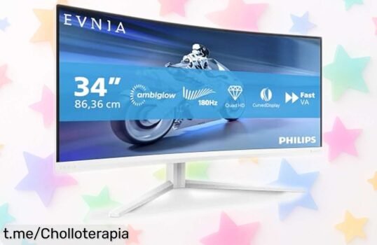 Increíble monitor gaming curvo Philips EVNIA 34M2C3500L, rebajado para que disfrutes de juegos ultra fluidos sin cortes. ¡No te quedes fuera de la acción y aprovecha este super chollo ya!