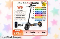 Increíble scooter eléctrico iScooter W9 con 1000W y neumáticos todoterreno, ¡nunca visto a este precio loco! Consigue el tuyo antes de que se acabe esta ofertón.