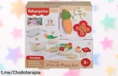 Increíble set de cocina de madera Fisher Price con 19 piezas a precio rebajado que vuela, ¡déjalos cocinar y crea recuerdos mágicos juntos!