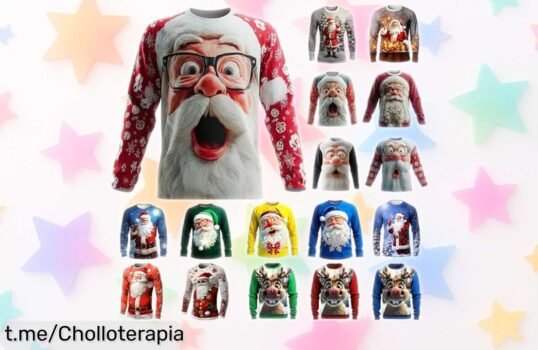 Jersey de Navidad para hombre con estampado 3D divertido: ¡el super chollo que hará reír a todos en estas fiestas! Usa el cupón y no te quedes sin él, la oferta vuela.