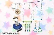 Juego de circuito de escalada Schildkröt Jungle Line: montas, saltas y ríes con 7 obstáculos en un chollazo que no podrás dejar escapar. ¡Crea momentos épicos en casa ya!