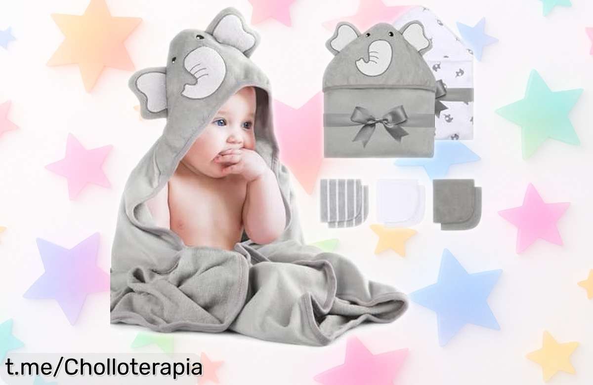 Juego de toallas de baño con capucha Momcozy para bebés, súper suaves y absorbentes. ¡Rebajadas a un precio loco! Mima a tu peque con ternura al instante, aprovecha esta oferta ya.