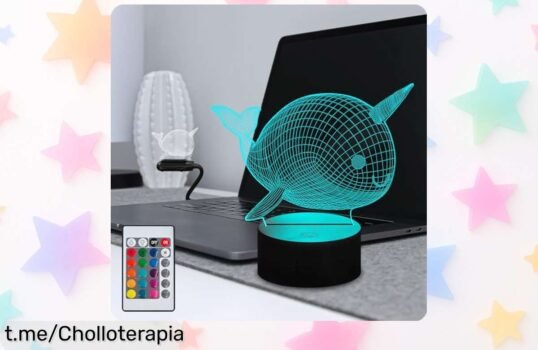 Lámpara LED de ballena con 16 colores y efecto 3D que te dejará boquiabierto, rebajada a un precio increíble. ¡Ilumina tu espacio y siente la magia ahora mismo!