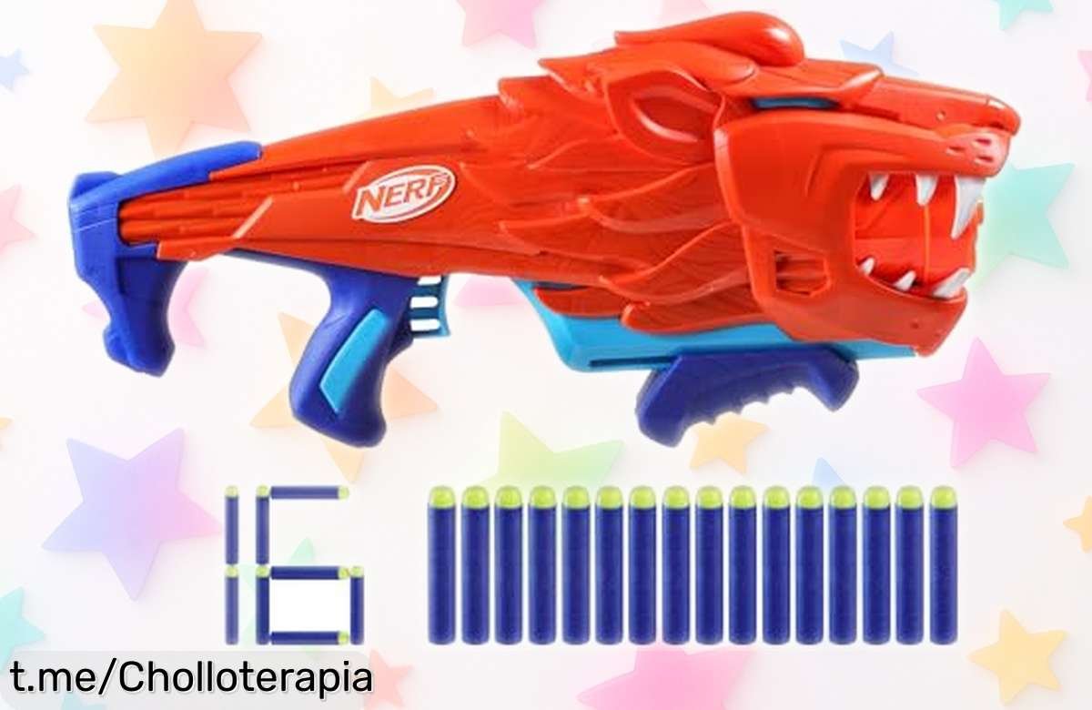 Lanzador Nerf con forma de león y 16 dardos: ¡rebajado para que la diversión nunca se detenga! Consigue el super chollo que hará las tardes inolvidables, no pierdas esta oportunidad.