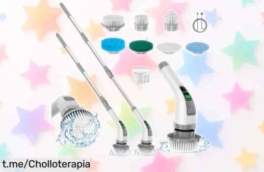 Limpiador giratorio eléctrico 7 en 1 con brazo extensible, ¡ofertón de precio loco! Deja todo impoluto y aprovecha el super chollo antes que se acabe. ¡Hazlo tuyo ahora!