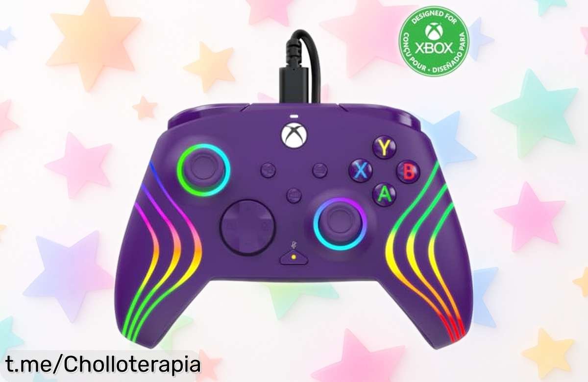 Mando con cable PDP Xbox Afterglow Wave morado, ¡ofertón irrepetible! Personaliza tus luces y domina cada partida. No dejes que te lo cuenten, ¡aprovéchalo ya antes de que se acabe!