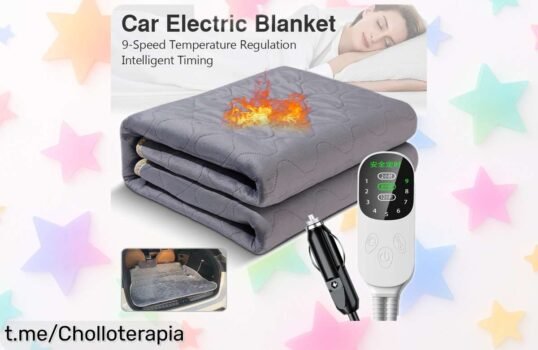 Manta eléctrica para coche 12V con 9 niveles de calor, ¡rebajada a un precio de ganga! No te quedes helado y viaja calentito, oferta limitada que se acaba ya.