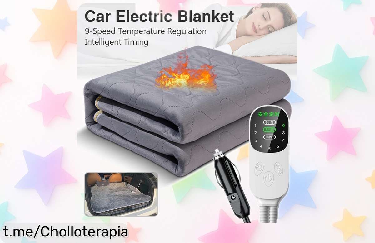 Manta eléctrica para coche 12V con 9 niveles de calor, ¡rebajada a un precio de ganga! No te quedes helado y viaja calentito, oferta limitada que se acaba ya.