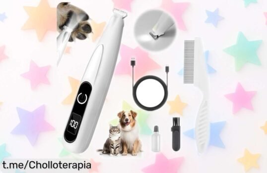 Máquina cortar pelo para perros y gatos de marca top, silenciosa y con luz LED a precio rebajado; cuida a tu peludo hoy mismo antes que se agoten las unidades.
