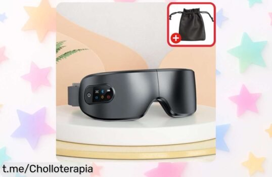 Masajeador de ojos Mukasi con calor y música Bluetooth, ¡precio rebajado que no vuelve! Alivia tu fatiga y mejora el sueño. Regálate el descanso que mereces antes de que se acabe.