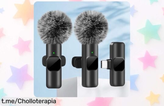 Micrófono lavalier inalámbrico mini para móvil, ¡grabación pro sin enredos y a precio rebajado! No te pierdas este ofertón por tiempo limitado, haz que tus vídeos brillen ya.