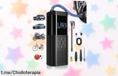 Mini compresor de aire portátil Servomaster con manómetro digital y luz LED a precio rebajado, infla rápido y se apaga solo. ¡No te quedes sin el tuyo!