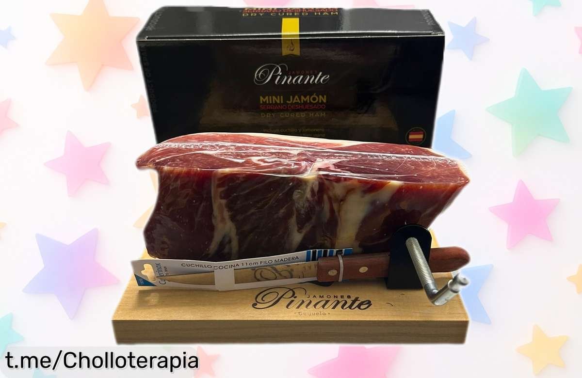 Mini jamón con tabla y cuchillo de Pinante a precio loco, sorprende en casa y disfruta del sabor único que hará que tus momentos sean inolvidables. ¡Hazlo tuyo ya!