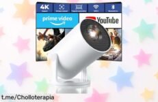 Mini proyector 4K con apps integradas y giro 180° a precio rebajado, acelera que se agotan las unidades y vive el cine desde tu sofá como nunca antes ¡No te lo pierdas!