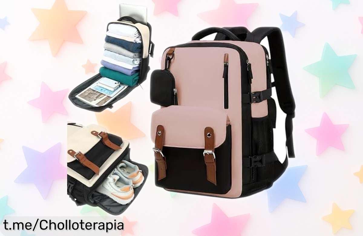 Mochila de viaje grande Mi Ko Mi Ka con compartimento para zapatos y diseño antirrobo, ¡super chollo resistente al agua que no puedes dejar escapar! Corre antes que vuelen tus aventuras.