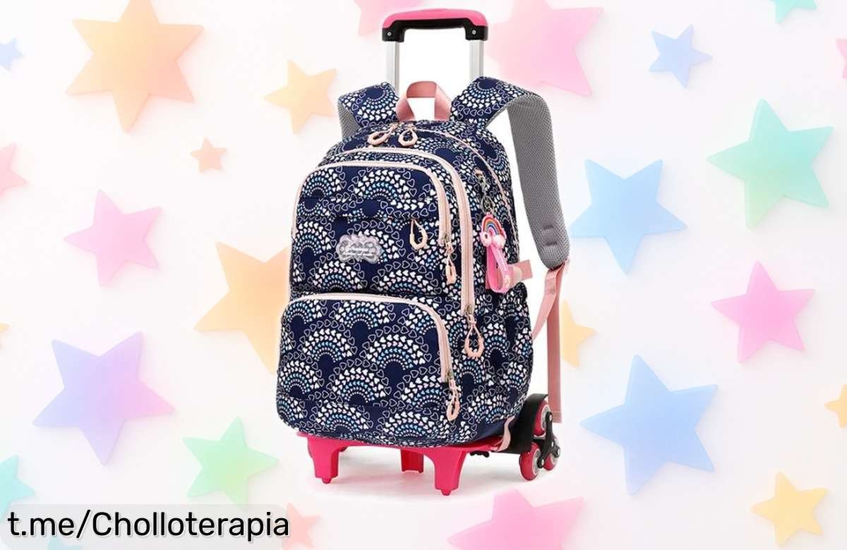 Mochila escolar desmontable con ruedas para niñas, el super chollo que hará la vuelta al cole inolvidable; ¡aprovecha este precio rebajado antes de que se agote!