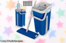 Mopa fregona JUPPLIES con cubo 360° y recambios: limpieza rápida sin mojarte las manos, ¡el precio ha caído y es un chollo que no querrás perder!