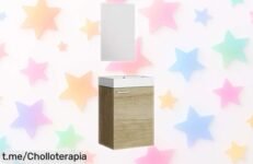 Mueble de baño moderno con lavabo y espejo incluido, ¡rebajado a un precio que no vas a poder creer! Dale estilo a tu hogar antes de que se acabe esta oferta irresistible.