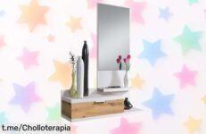 Mueble recibidor moderno Dahlia con espejo y cajón, super chollo a precio rebajado; ¡dale a tu entrada el estilo que se merece antes de que termine esta oferta!