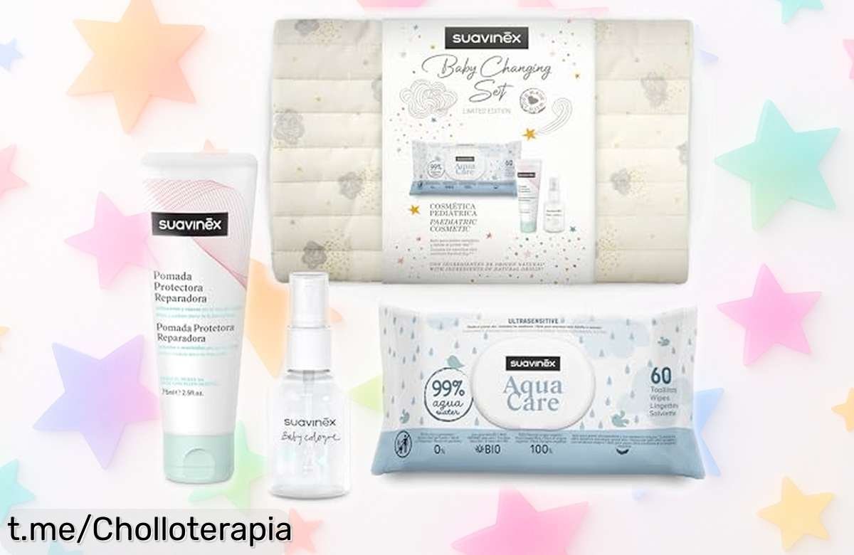 Neceser pañalera Suavinex con pomada, toallitas ultrasuaves y colonia dulce a precio rebajado: un super chollo para cuidar la piel de tu bebé. ¡Hazte con él antes que se agote!