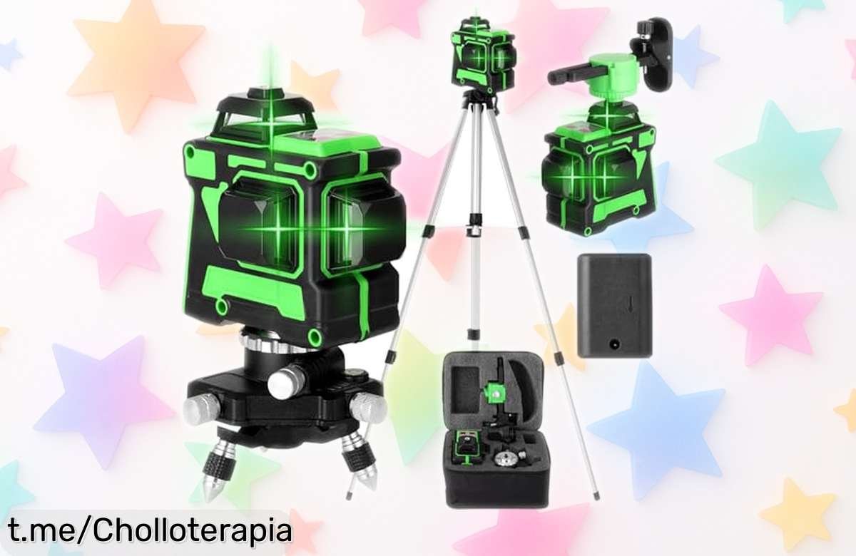 Nivel láser 3D Geevorks con 12 líneas verdes y base giratoria, ahora a precio rebajado; ¡aprovecha este super chollo y disfruta de un trabajo preciso como mereces!