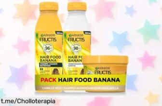 Pack Banana Nutritiva Garnier Fructis con champú, acondicionador y mascarilla a precio loco: ¡transforma tu cabello seco en un brillo que roba miradas! No dejes pasar esta oportunidad.